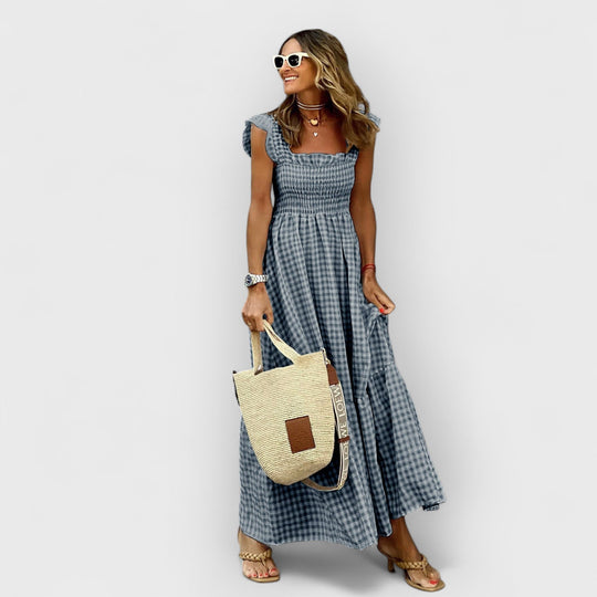 Luna | Gingham Ruffle Maxi Dress