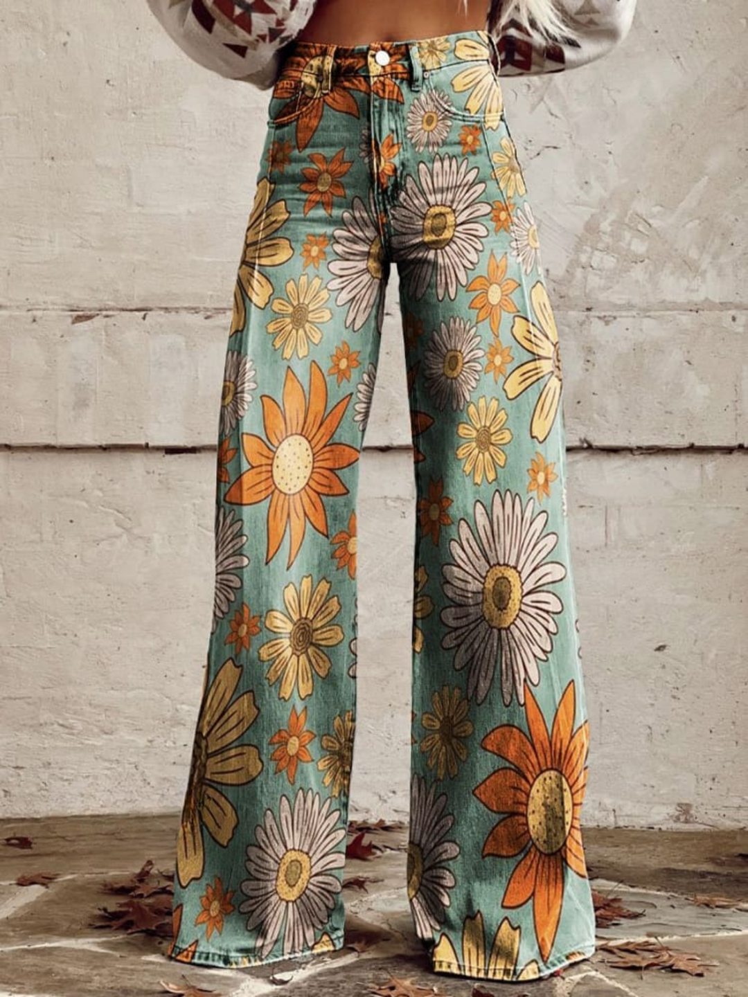Lois - Retro Bloom Wide-Leg Pants for Women