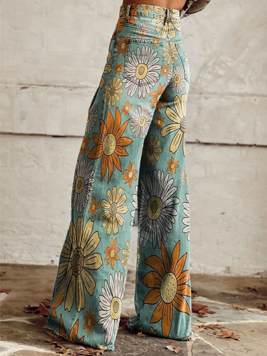 Lois - Retro Bloom Wide-Leg Pants for Women