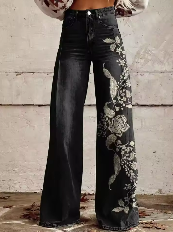 Peninnah – Noir Garden Embroidered Trousers
