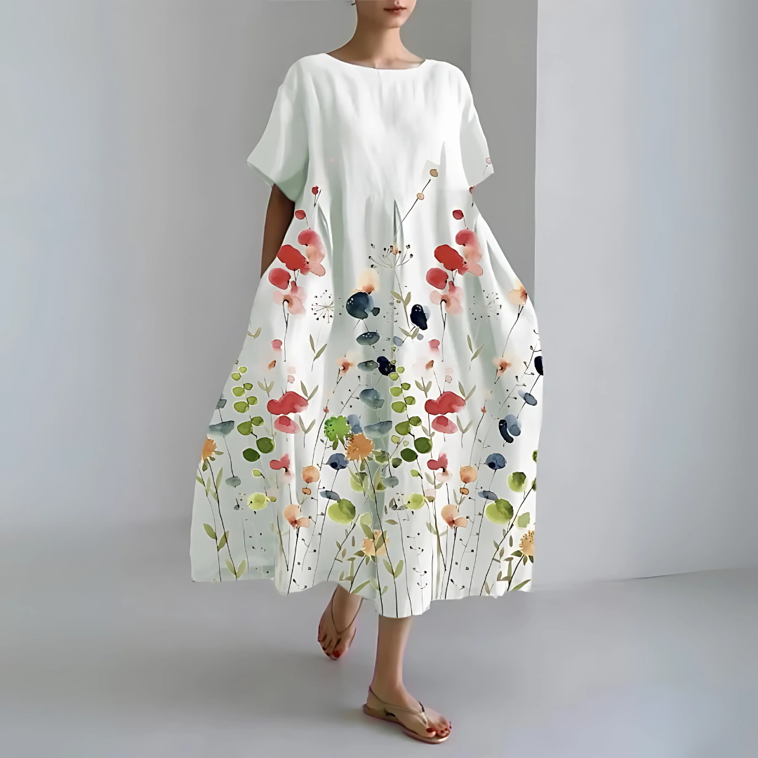 Alma – Long summer dress with floral pattern and airy cut for warm days