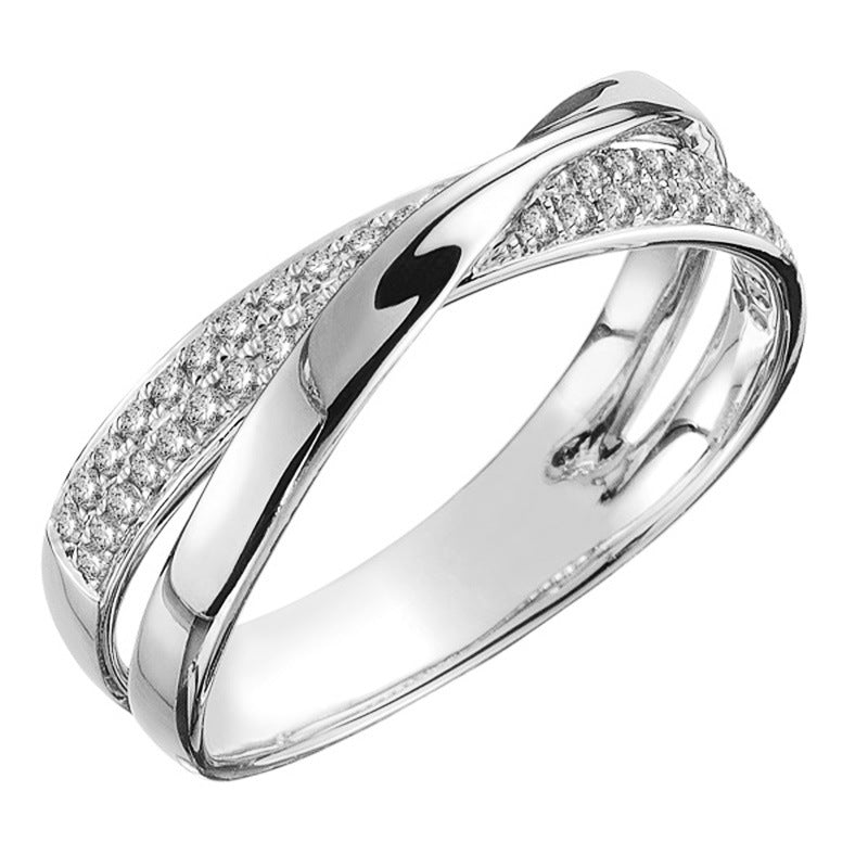 Vintage gold woven zirconia silver ring