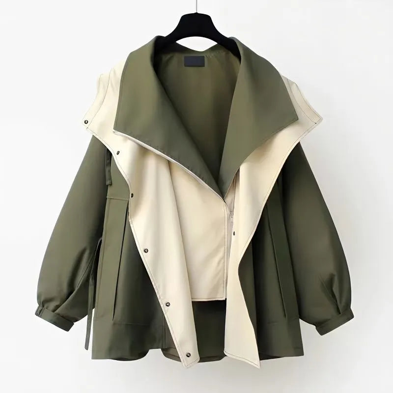 Lieselotte – Two-Tone Hooded A-Line Jacket for Women