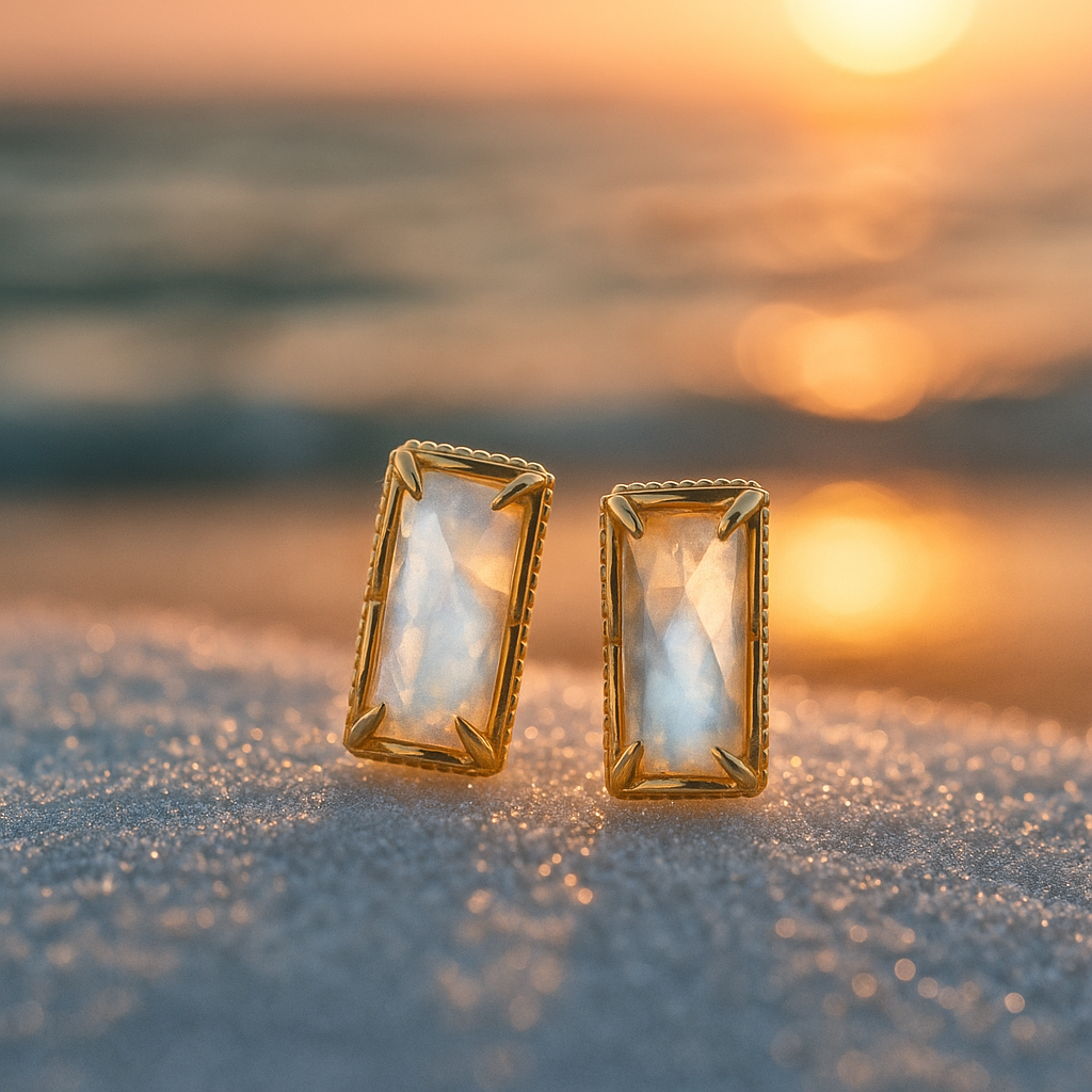 Moon Reflections – Golden earrings in 925 silver