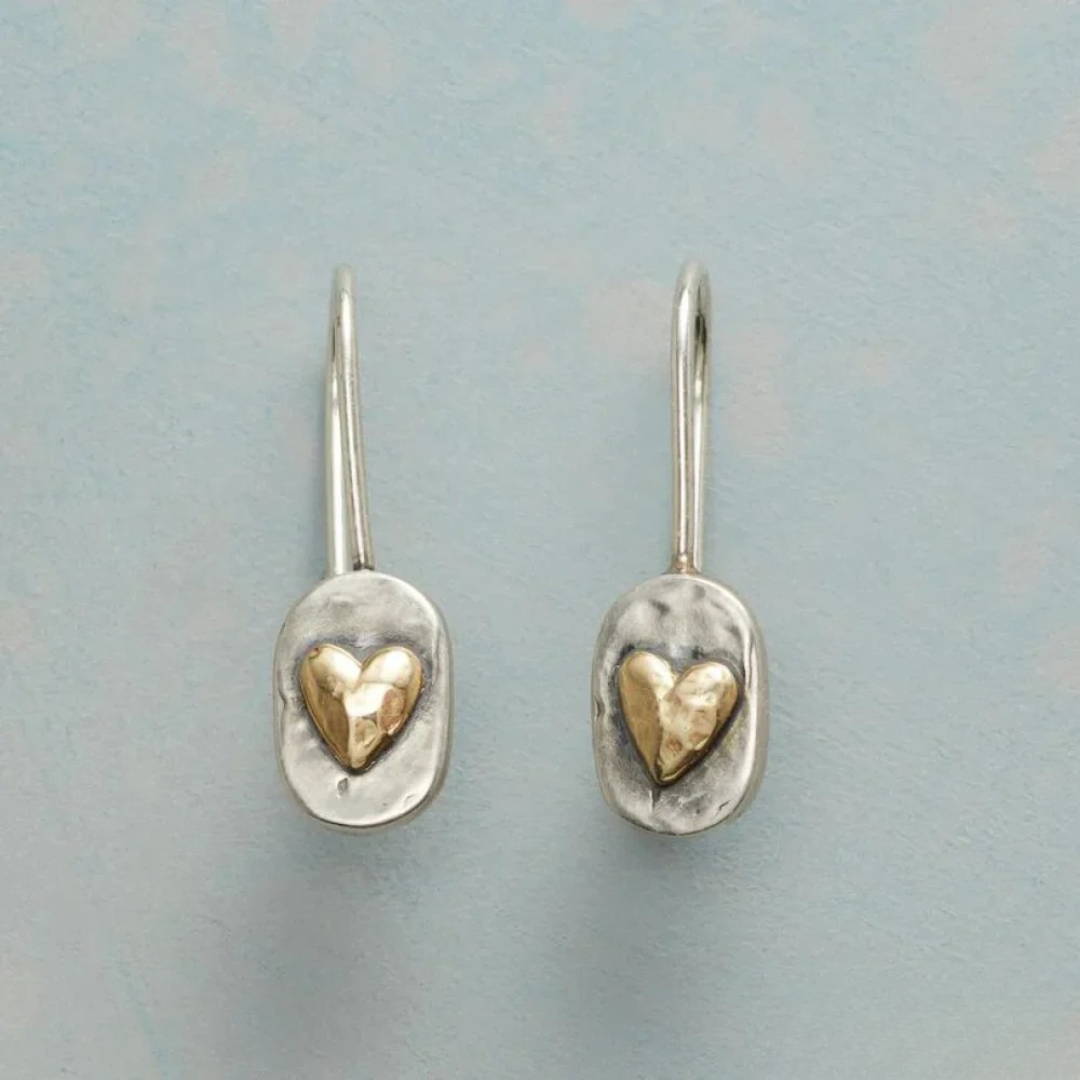 Donzaleigh – Golden Heart Dangle Earrings