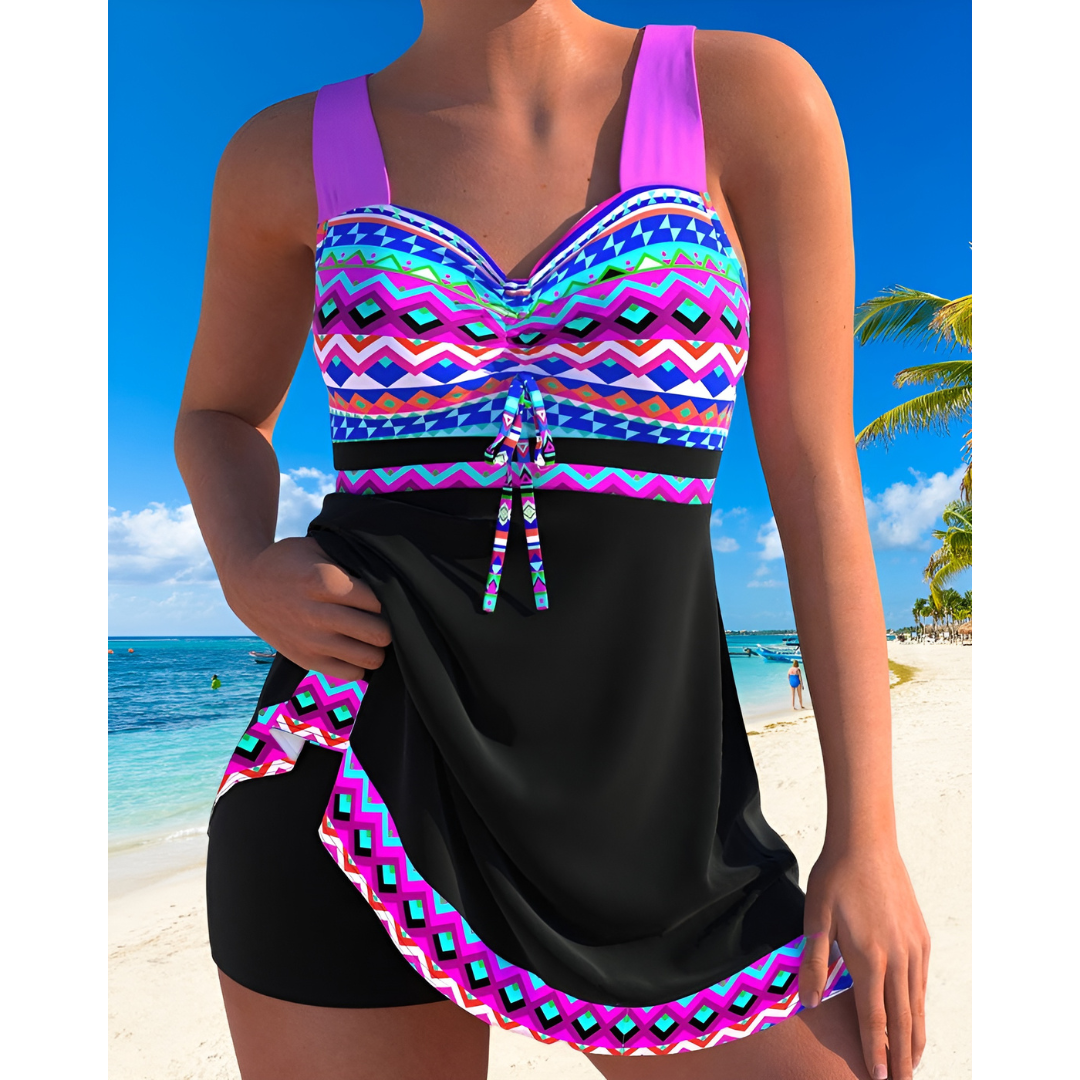 Lurleen – Tribal Trim Tankini Dress for Women