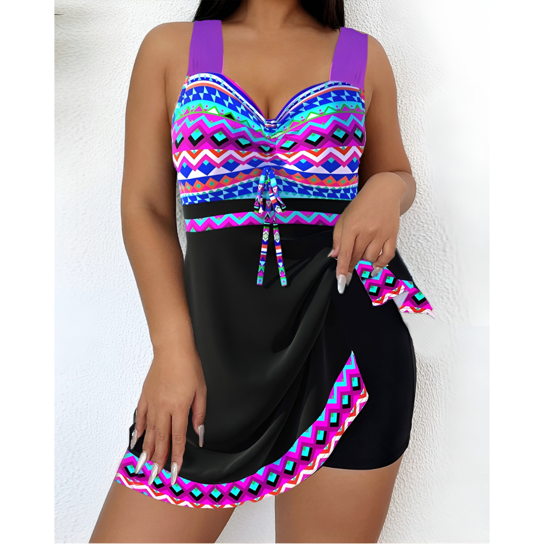 Lurleen – Tribal Trim Tankini Dress for Women