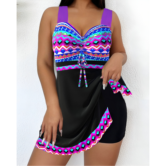 Lurleen – Tribal Trim Tankini Dress for Women