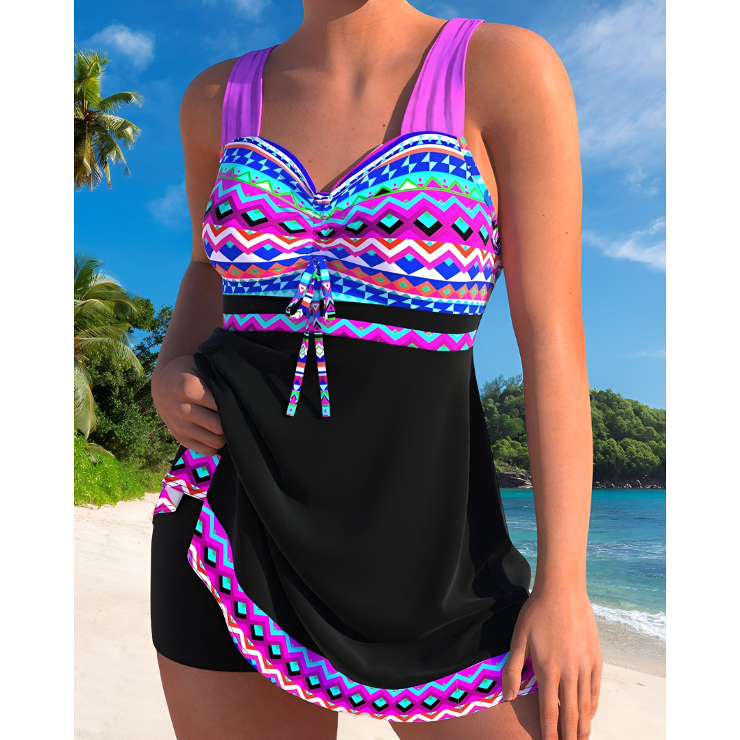 Lurleen – Tribal Trim Tankini Dress for Women