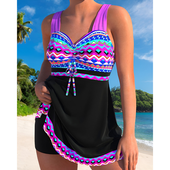 Lurleen – Tribal Trim Tankini Dress for Women
