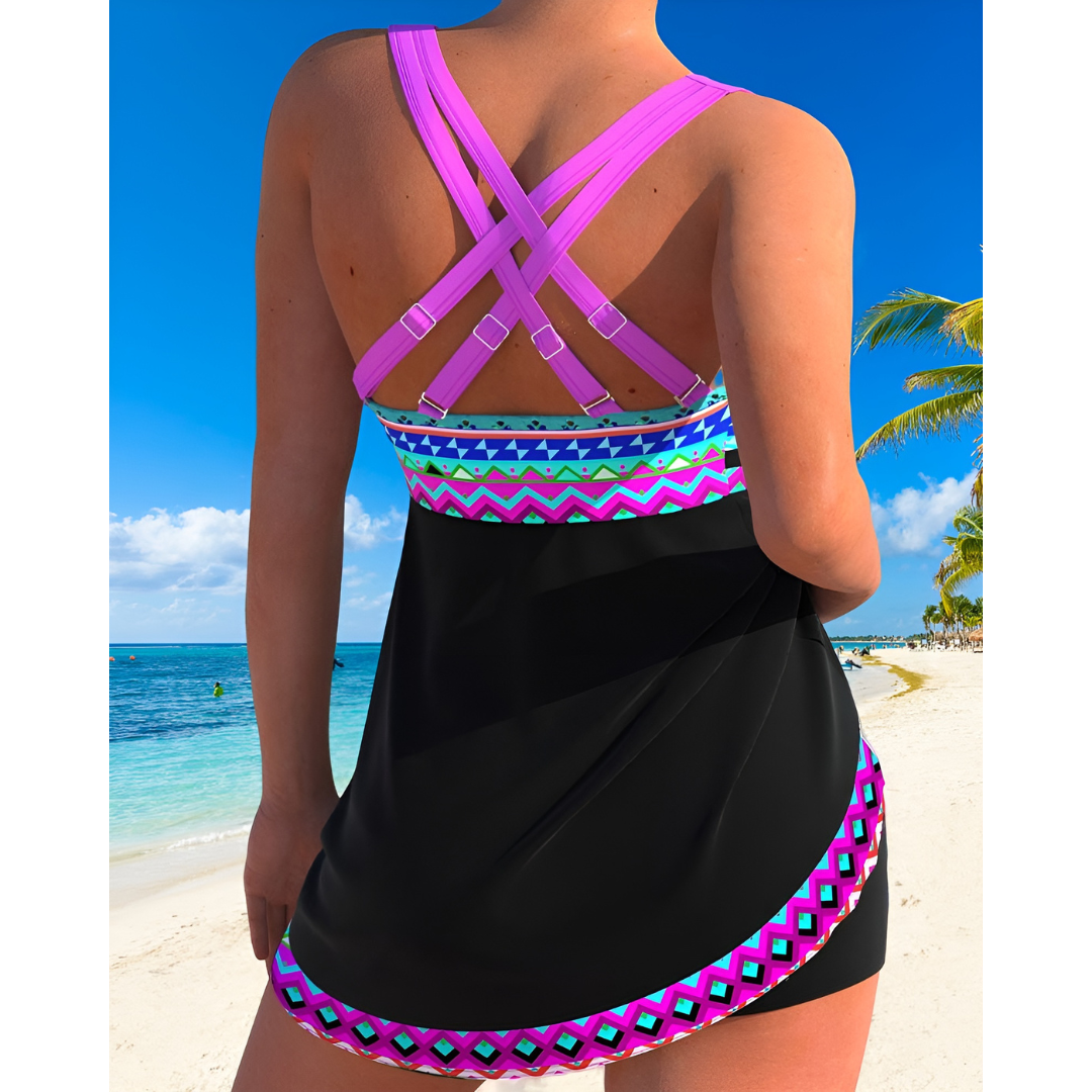 Lurleen – Tribal Trim Tankini Dress for Women