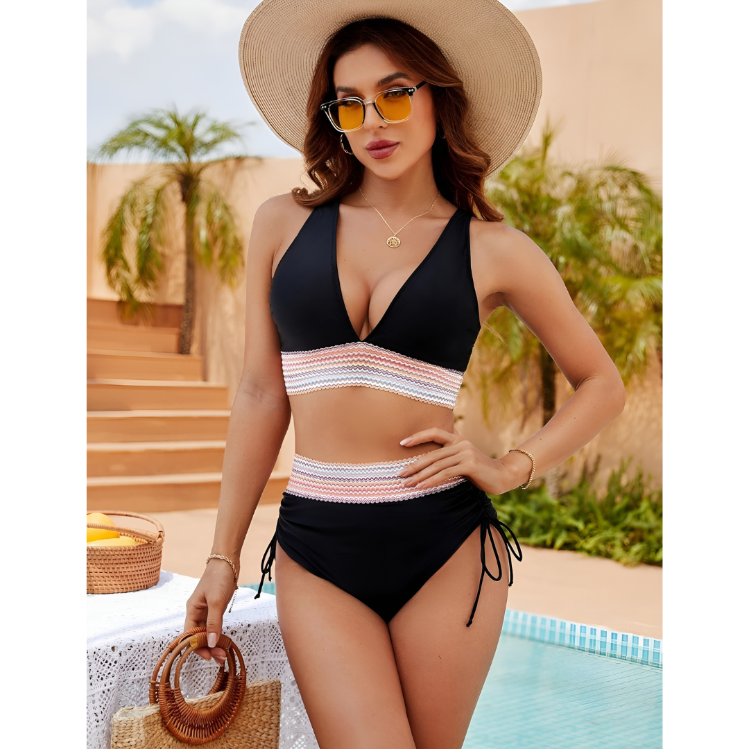 Lisabeth – Colorblock High-Waist Bikini Set for Women