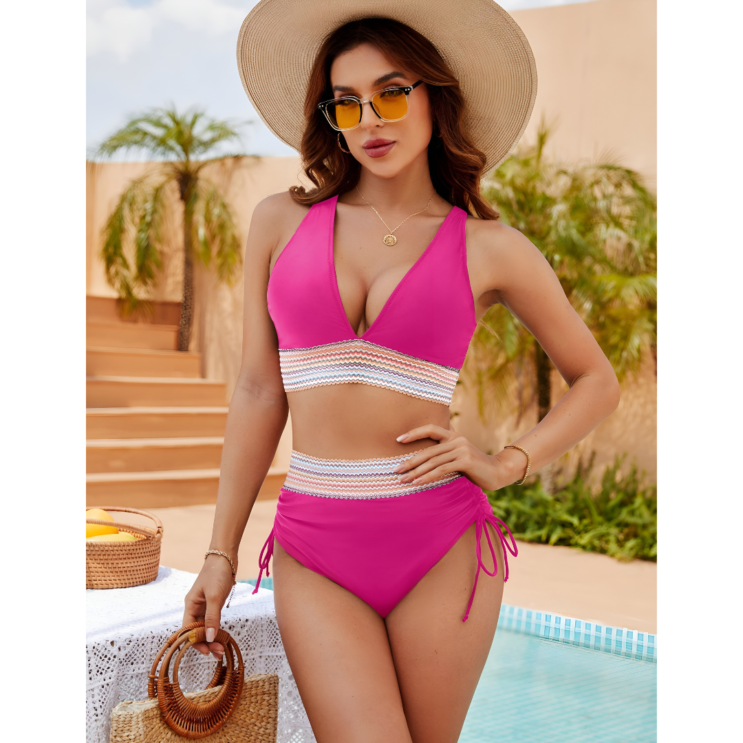 Lisabeth – Colorblock High-Waist Bikini Set for Women