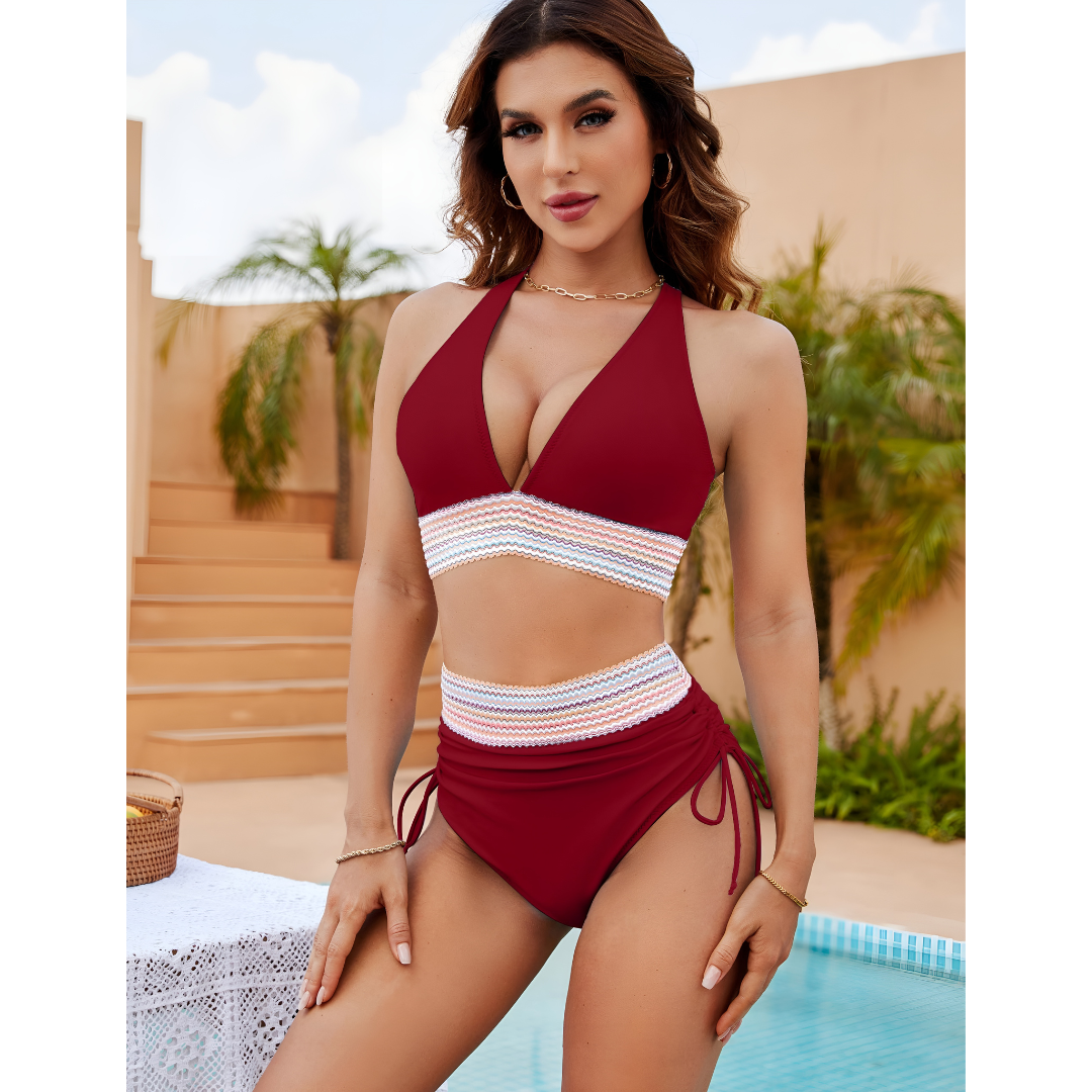 Lisabeth – Colorblock High-Waist Bikini Set for Women
