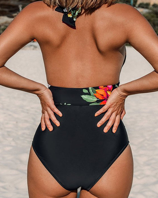 Katya – Floral Halter One-Piece Swimsuit for Women