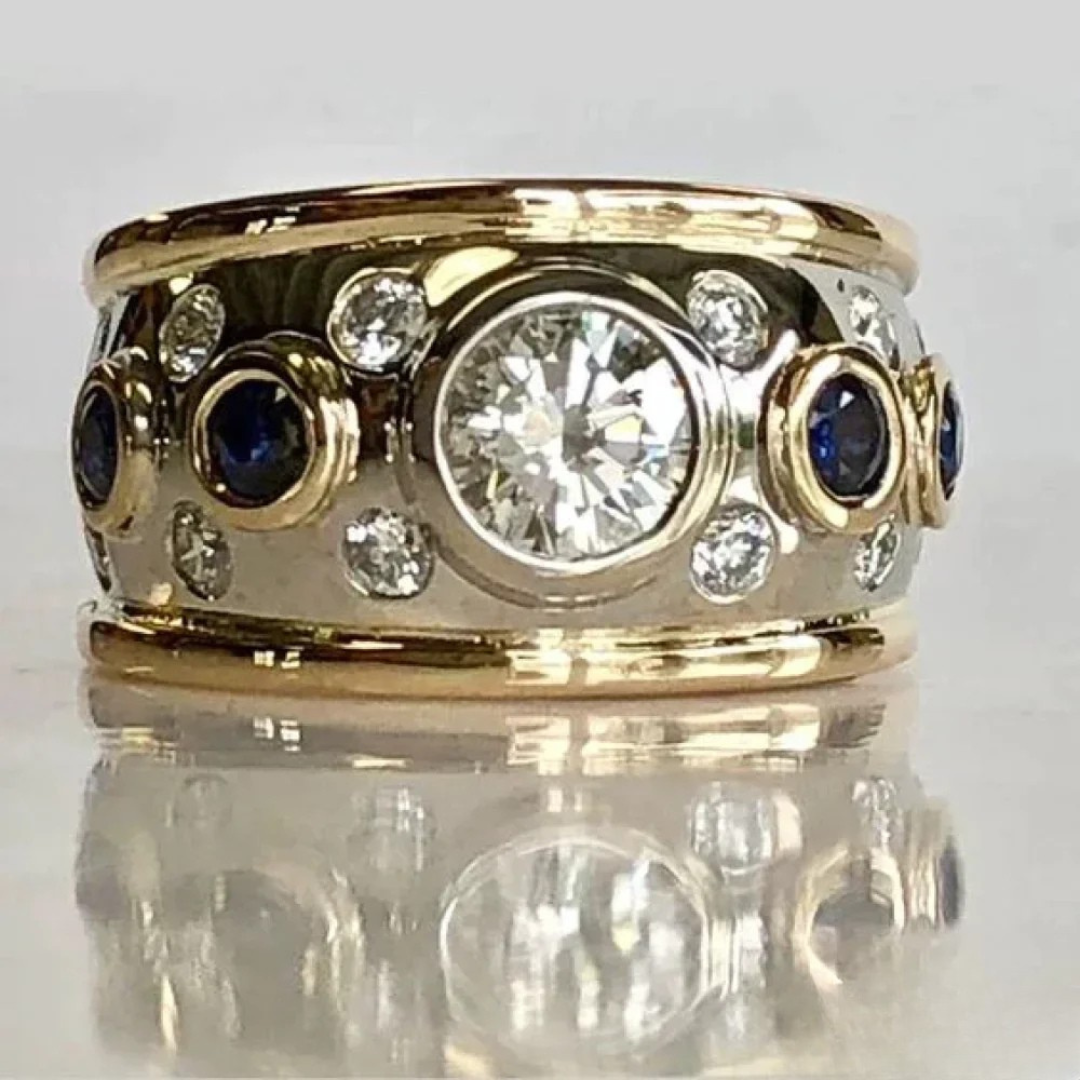 Vintage Gold Inlaid Zirconia Ring