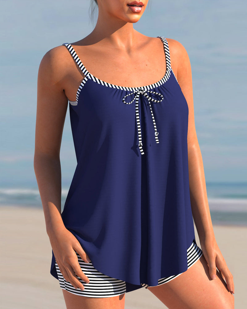 Inna  – Striped Trim Tankini Set for Women