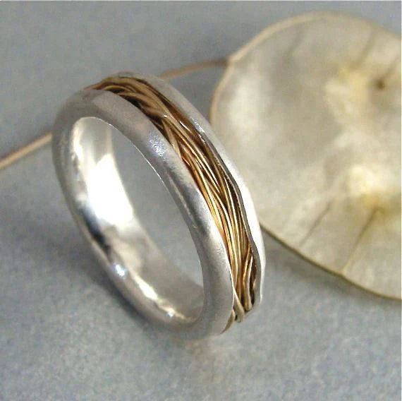 Gracelynn – Two-Tone Silver & Gold Woven Band Ring for Women
