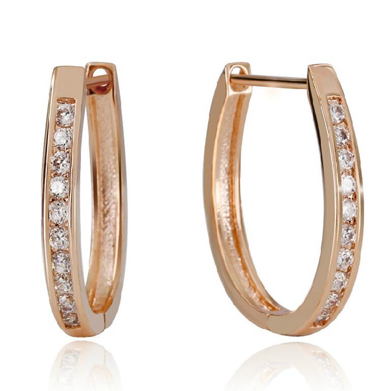 Mikaela – Rose Gold Crystal Hoop Earrings