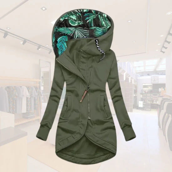 Liberty – Asymmetrical Zip Hooded Coat for Women