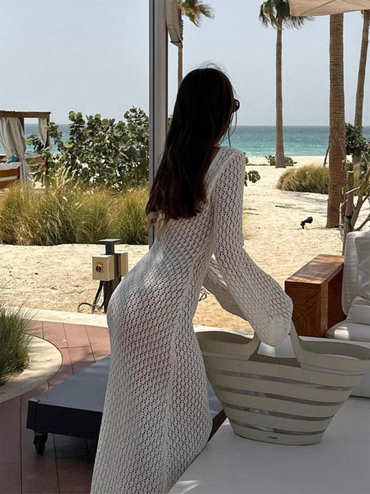 ISABELLA | Long-sleeved long dress with open back