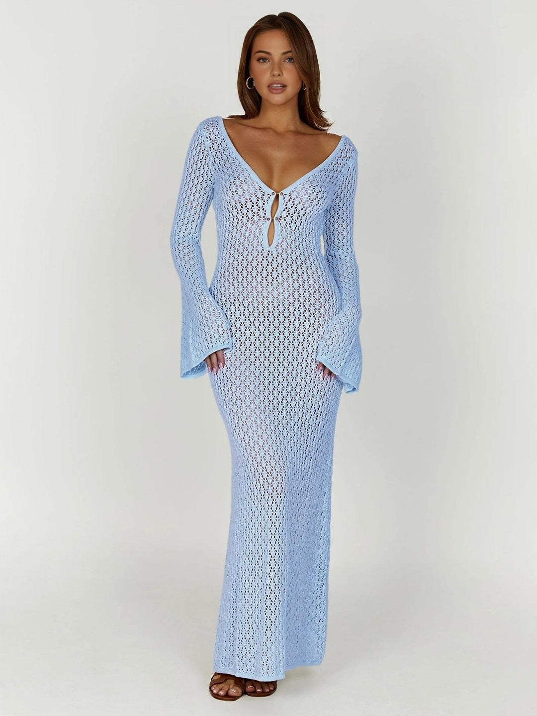 ISABELLA | Long-sleeved long dress with open back