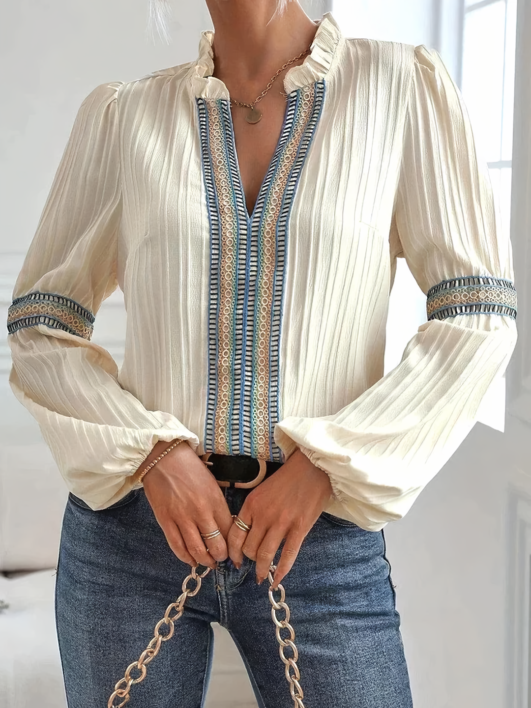 Josie – Bohemian Embroidered Long Sleeve Blouse for Women