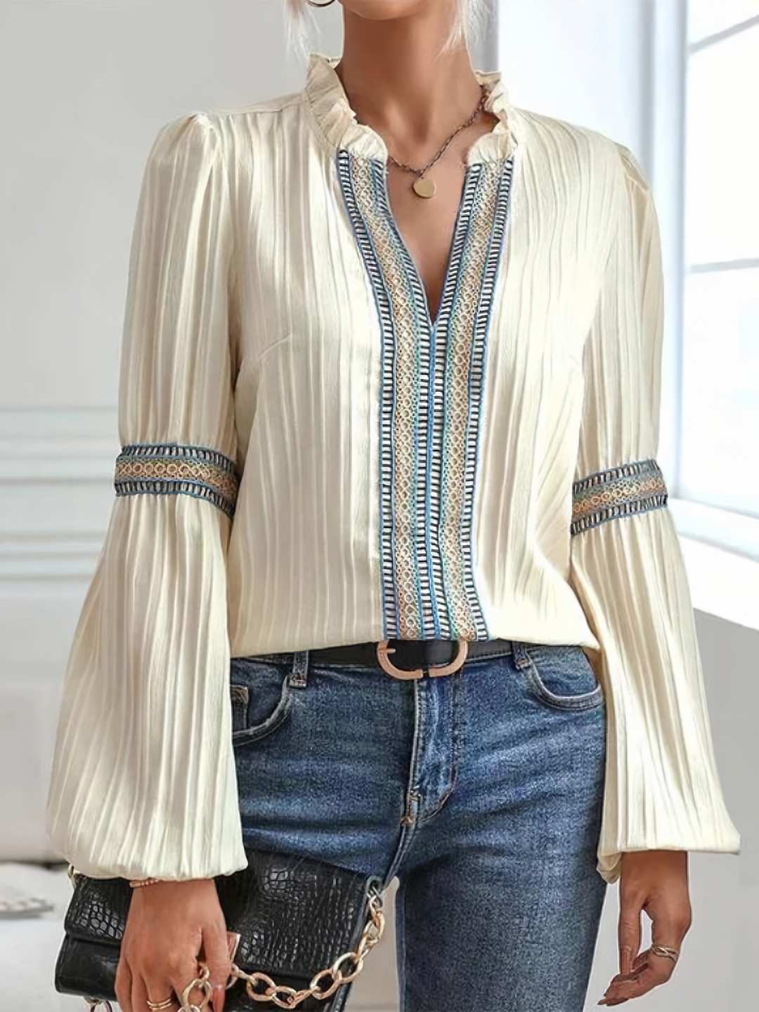 Josie – Bohemian Embroidered Long Sleeve Blouse for Women