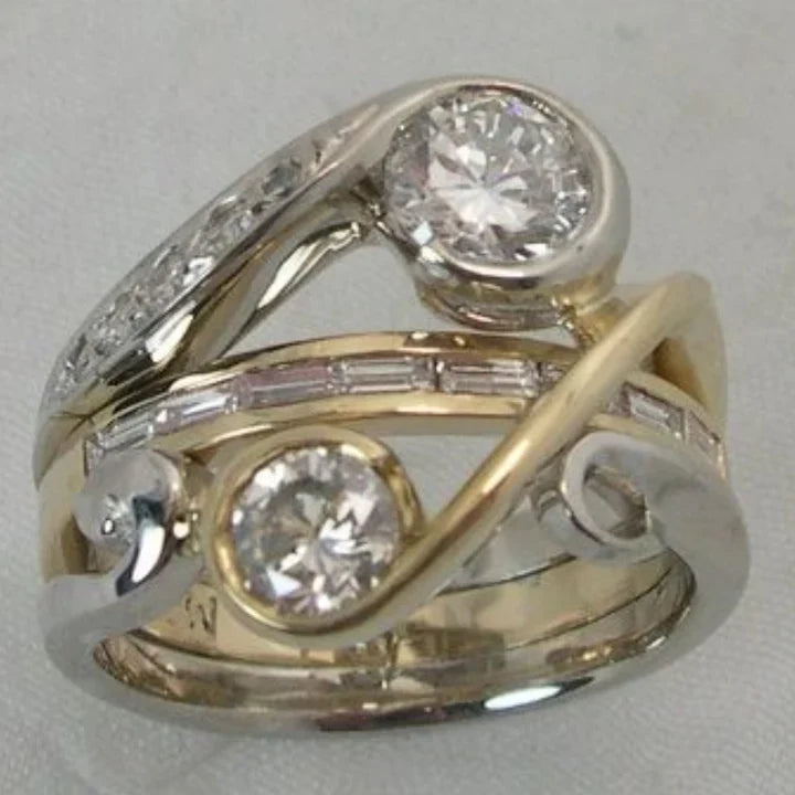 Delaney – Two-Tone Diamond Swirl Ring for Women