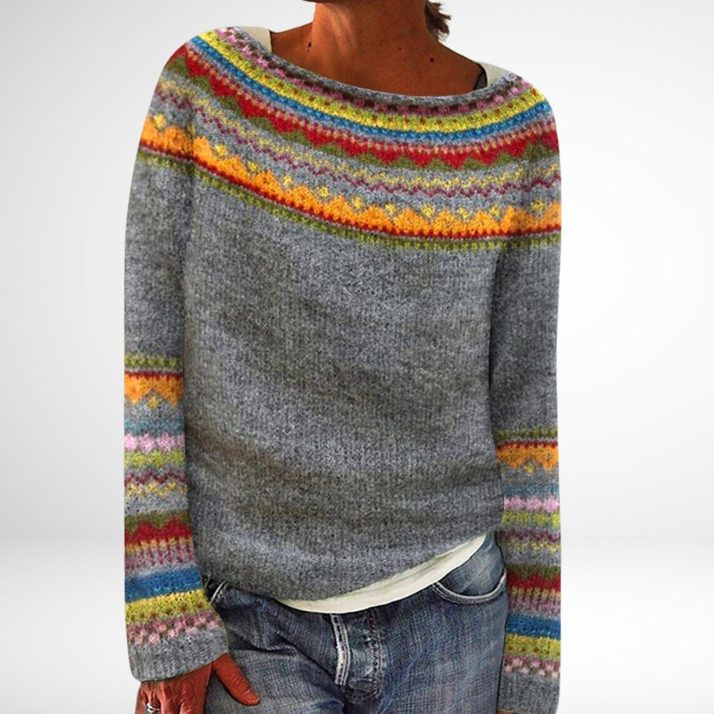 MABEL | PATTERNED YOKE SWEATER