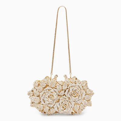 Kennedy – Glamorous Crystal Rose Clutch for Women