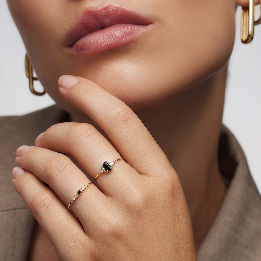Jocelin – Gold Ring with Black Onyx and Diamond Accents for Women