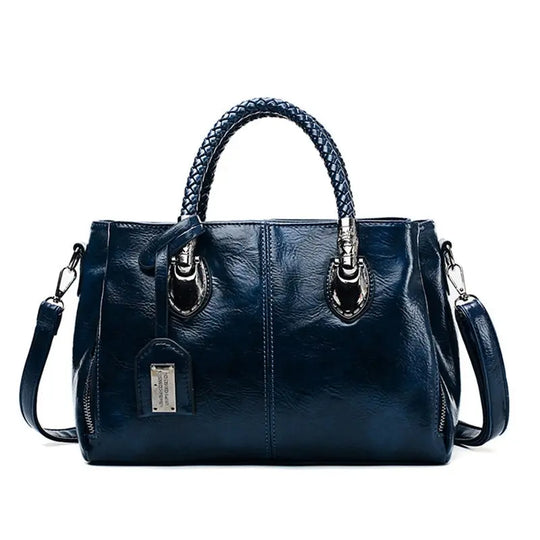 Justine – Braided Handle Leather Handbag for Women
