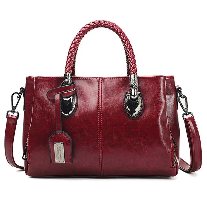 Justine – Braided Handle Leather Handbag for Women