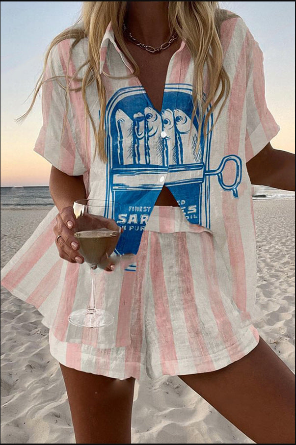 SardiniaStripe – Coastal Graphic Set for Women
