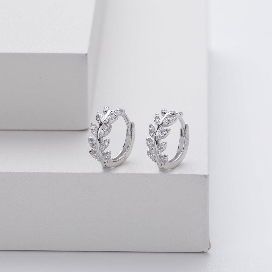Kathryn – Laurel Leaf Huggie Earrings