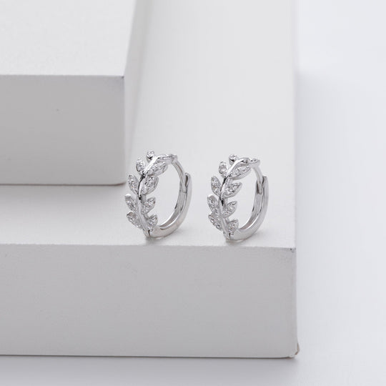 Kathryn – Laurel Leaf Huggie Earrings