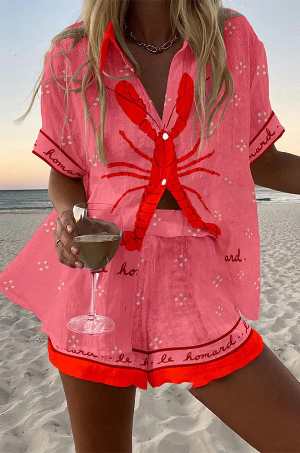 RubyTide – Lobster Graphic Summer Set for Women