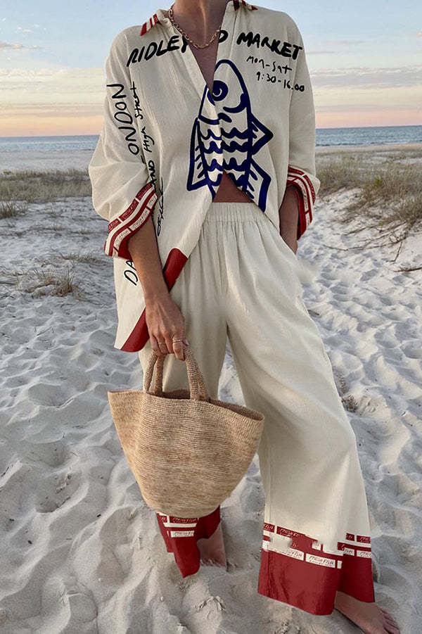 MaréPoisson – Coastal Graphic Two-Piece Set for Women