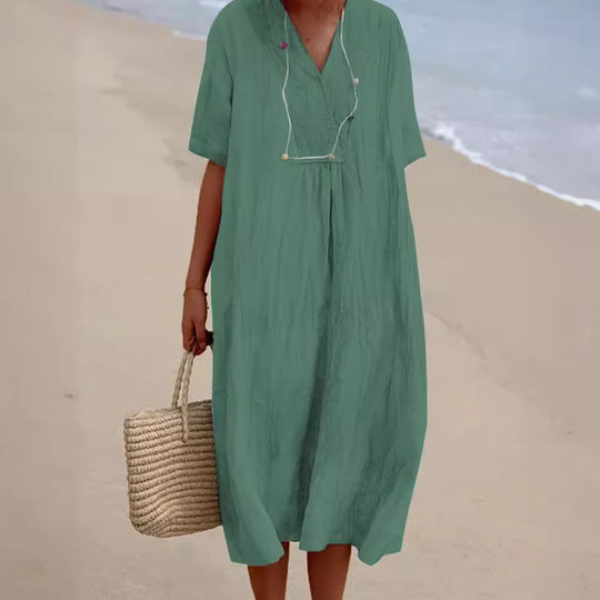 Isla - Cotton and linen dress for women