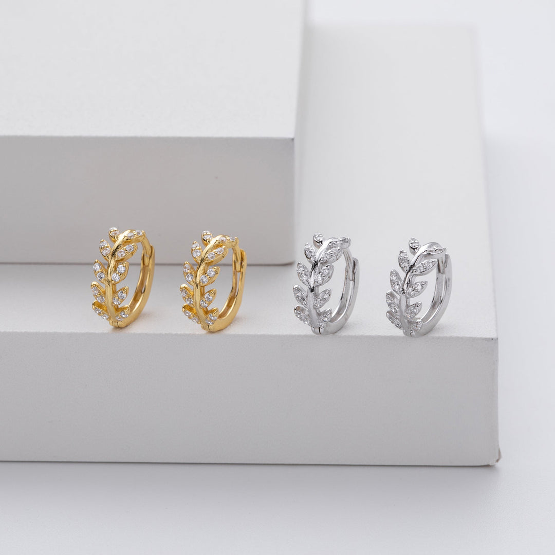 Kathryn – Laurel Leaf Huggie Earrings