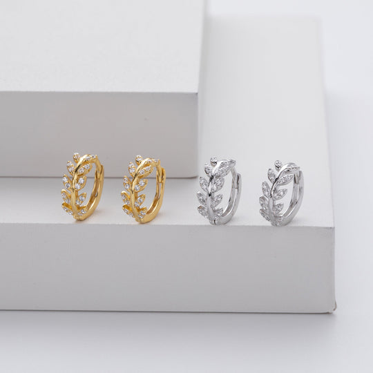 Kathryn – Laurel Leaf Huggie Earrings