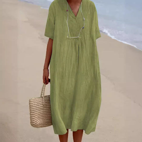 Isla - Cotton and linen dress for women