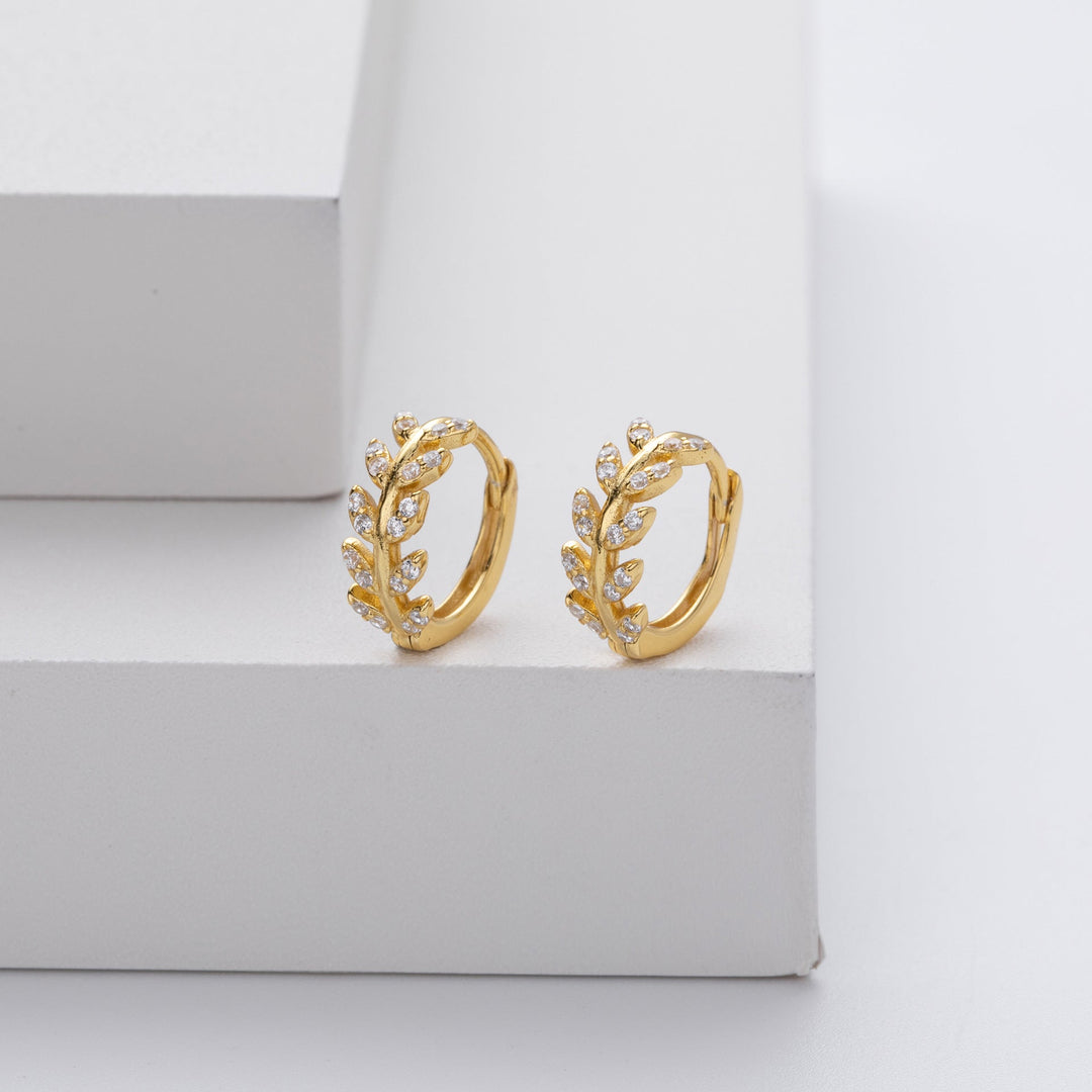 Kathryn – Laurel Leaf Huggie Earrings