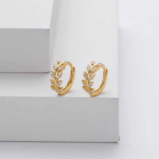 Kathryn – Laurel Leaf Huggie Earrings