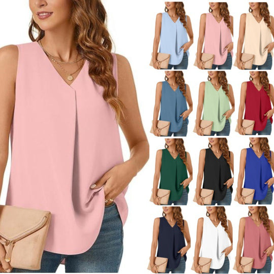 Camié - Sleeveless V-neck blouse for women