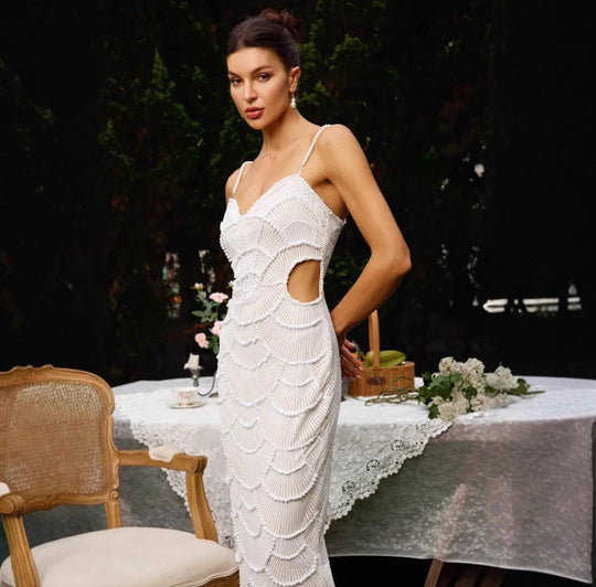 Leisha – Strapless Lace Midi Dress for Women