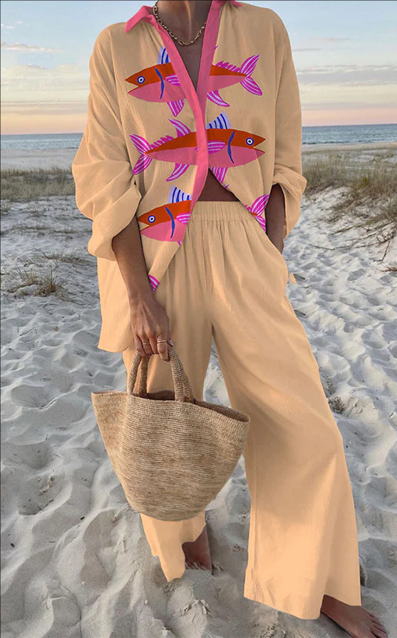 PlayaCatch – Coastal Fish Print Set for Women