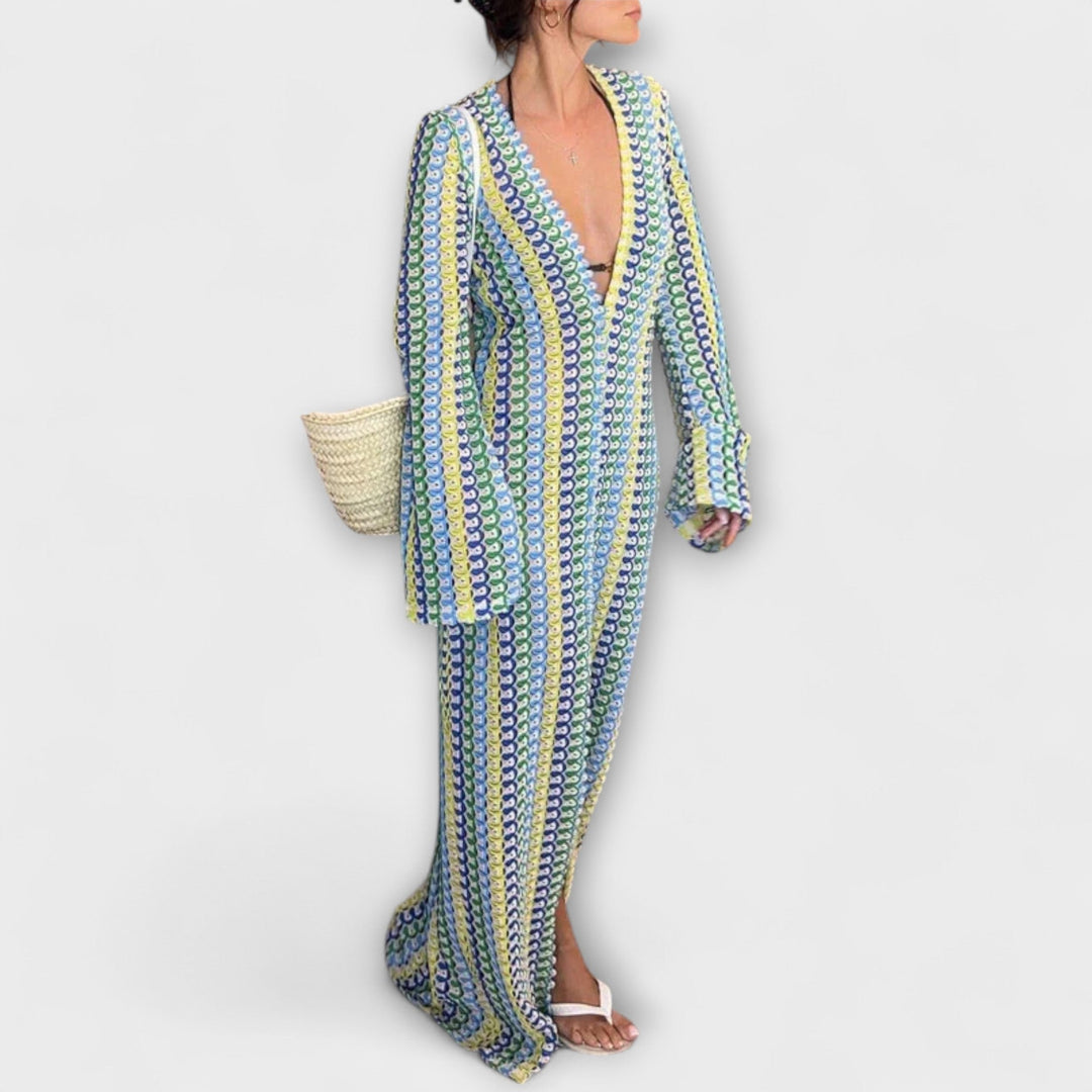 Eliora – Maxi Dress with V-Neck and Vacation Flair