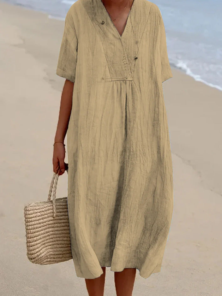 Isla - Cotton and linen dress for women